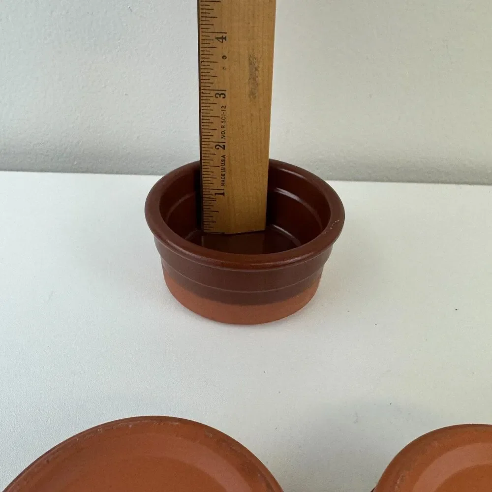 Cermer 4-ounce Terracotta Ramekin Dishes Two-Tone Reddish-Brown
